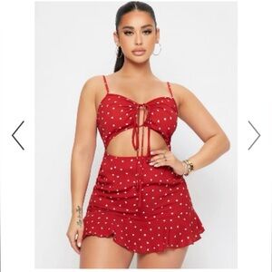 SHEIN sexy heart Tie front ruffle romper